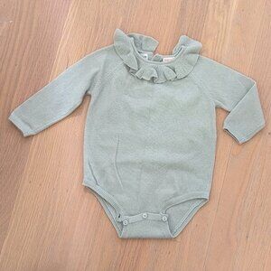 Zara Light Green/Blue Ruffle Knit Onesie